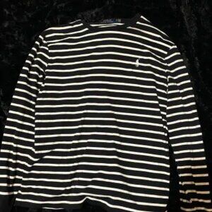 Black And White Striped Ralph Lauren Polo Long-Sleeve